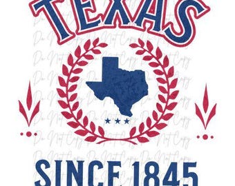 Varsity States, Texas (Red and Blue), The Lone star State DTF, Texas Transfer, Ready to Press, Iron on Transfer, States