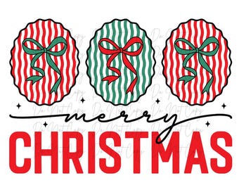 Christmas, Preppy Merry Christmas DTF Transfer, Iron on, Ready to Press (Christmas, Winter, Tradition)