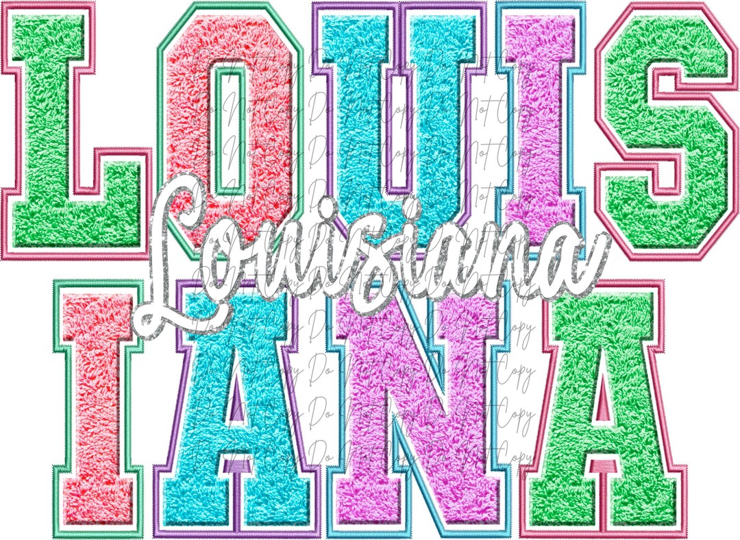 Louisiana Faux Chenille Lettering, Louisiana Transfer, DTF, Iron on ...