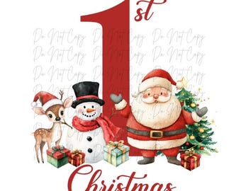 Christmas, Baby's 1st Christmas DTF Transfer, Iron on, Ready to Press (Christmas, Winter, Tradition, Holidays)