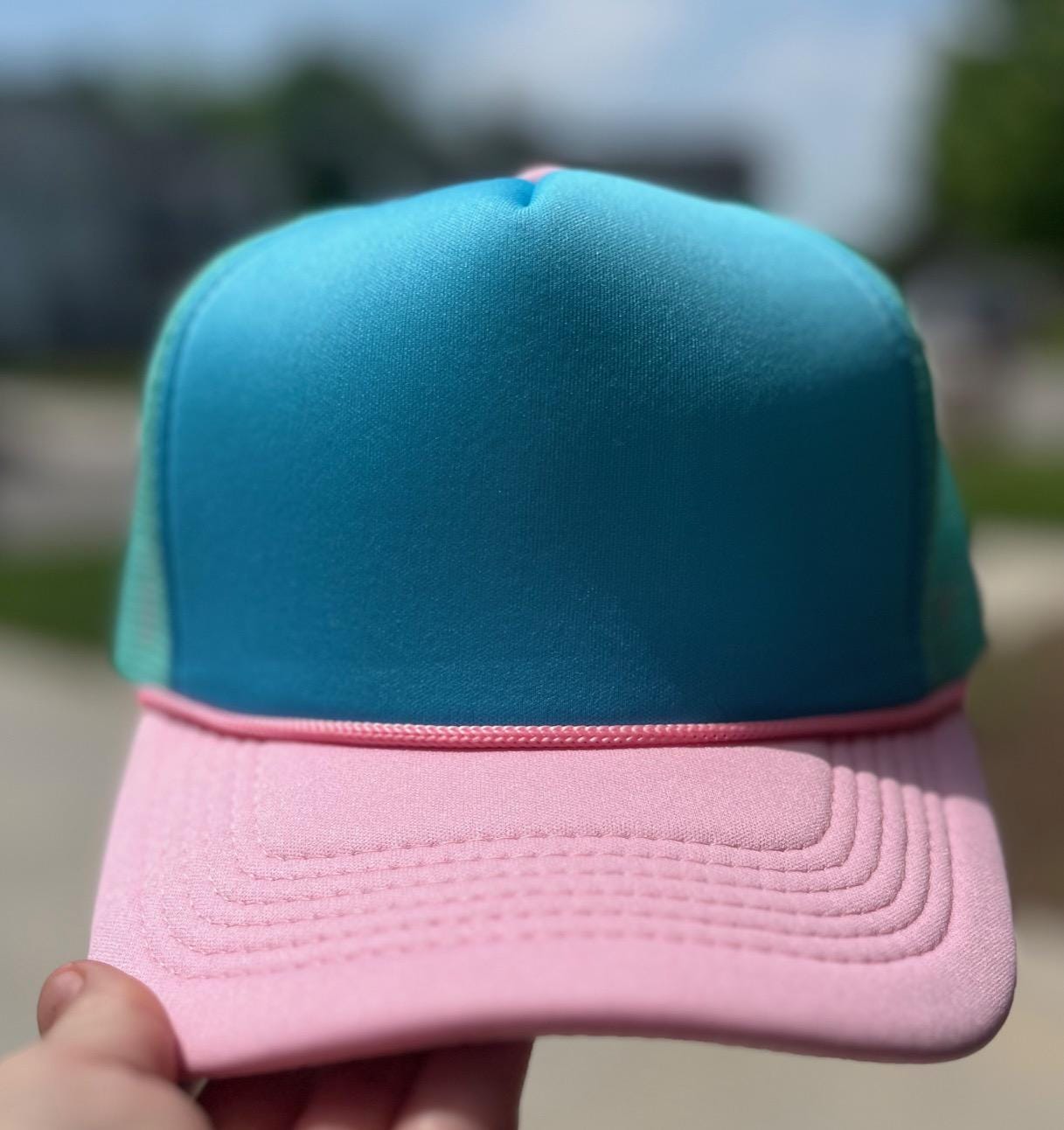 Pastel Tri Color Mesh Trucker Hat, Blank Trucker, Foam Cap, Foam Trucker