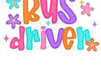 Fall, Back to School, Occupation, Bright letters, Bus Driver DTF Transfer, Iron on, Ready to Press (Fall, Occupation, Bus Driver)