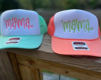 Mama Embroidered Otto Trucker Hat, Foam Funny Hat, Mom Gift