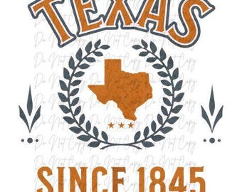 Varsity States, Texas (Orange), The Lone star State DTF, Texas Transfer, Ready to Press, Iron on Transfer, States