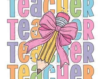Fall, Back to School, Teacher Pencil Coquette DTF Transfer, Iron on, Ready to Press (Fall, Back to School)