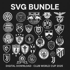 Paquete SVG: 32 logotipos de clubes de la FIFA | Compatible con Cricut y Canva | Copa Mundial de Clubes 2025