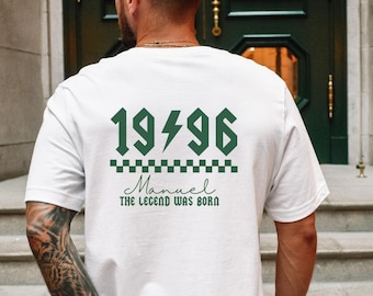 Personalisiert Geburtstagsshirt mit Name, 30. Geburtstag T-Shirt, Jahrgang 1996 Shirt, Geschenk für Männer, 1996 Geburtstagsgeschenk