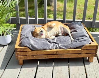 Wooden custom dog bed, cozy rustic handmade pets furniture, modern farmhouse cat bed, couch for pets, gift for pet lovers, gift for dog