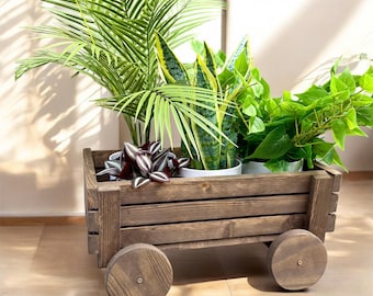 Wooden planter box, custom porch decor, rustic outdoor garden flower stand, farmhouse outdoor country decor, wagon crate, gift for gardener