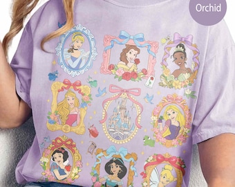 DN Princess Floral Coquette Bow Shirt, DNland Flower Princess Tee, Belle Aurora Moana Cinderella Shirt, DN Girl's Trip Tee