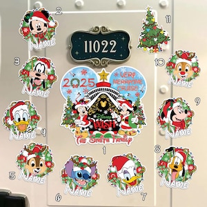 Personalized Disney All Characters Mickey & Friends Magnet, Custom Very Merrytime Cruise Magnet, Disney Christmas Magnets, Stateroom Decor