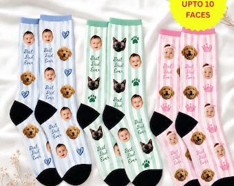 Calcetines personalizados para papá con foto de los niños, calcetines de la colección "El mejor papá del mundo", calcetines personalizados para el Día del Padre para papá, abuelo, esposo, calcetines para papás con mascotas.