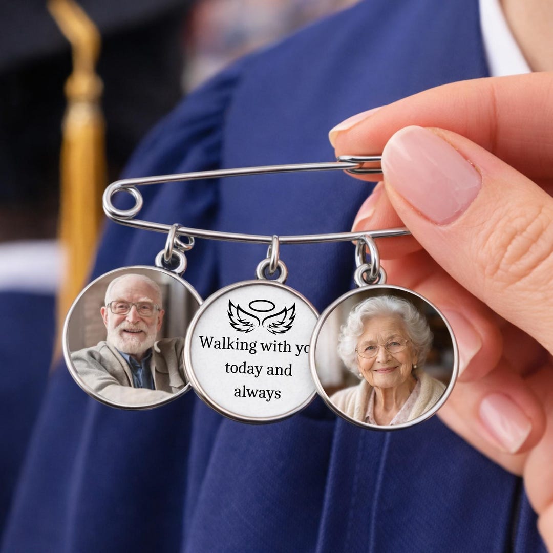 Personalized Graduation Lapel Pin With Photo Charms, Graduation Day ...