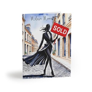 Set wenskaarten met bord, mode-aquarelkunst, perfect voor onroerend goed, gefeliciteerd, stijlvolle cadeaus