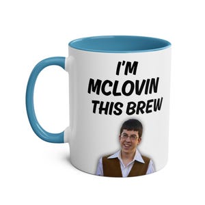 Taza McLovin Superbad - Taza de café bicolor, 325 ml - Regalo con frase divertida de película, artículos novedosos para beber, cultura pop