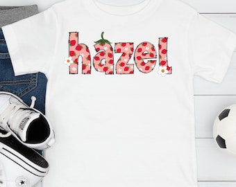 Personalized Strawberry Name Shirt for Girls Toddler & Youth Custom T-Shirt Personalized Kids Gift Custom Name Youth Shirt Custom Name Shirt