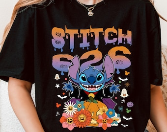 Stitch Halloween Shirt,Lilo and Stitch Tee, Stitch Pumpkin T-shirt,Cute Alien Fall Tee for Disney Fans,Lilo and Stitch Lover