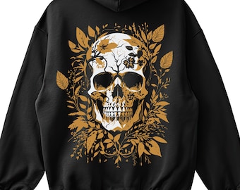 Floral Skull Hoodie,Pastel Gothic Hoodie