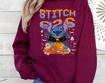 Stitch Halloween Hoodie,Lilo and Stitch Hoodie, Stitch Pumpkin Hoodie,Cute Alien Fall Hoodie for Disney Fans,Lilo and Stitch Lover