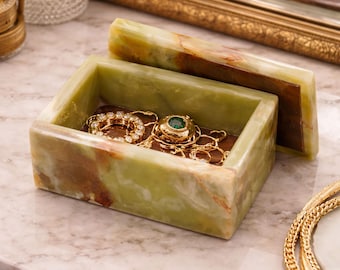 ヴィンテージ オニキス 小物入れ グリーン フィギュアド オニキス