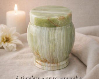 Green Onyx Cremation Urn Handmade Natural Stone Memorial Urn for Ashes Sympathy Gift