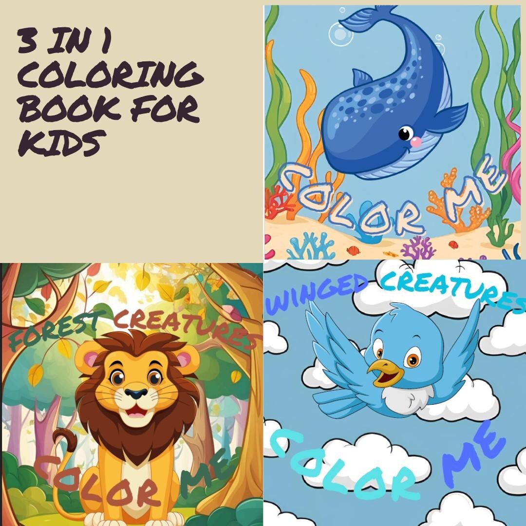 3 in 1 Coloring Book for Kids - Etsy