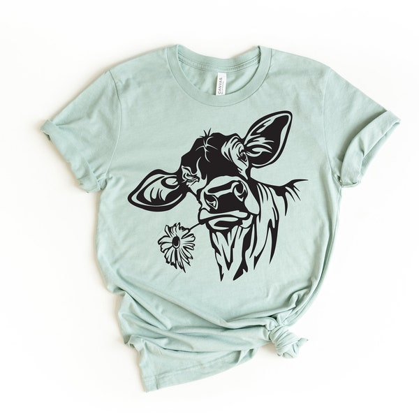 Floral Cow Tee, Cow Graphic Tee,  Farm Life Tee, Farm Tee, Country Graphic Tee, Farm Life Shirt, Farm Life Graphic Tee, Farming Tee,