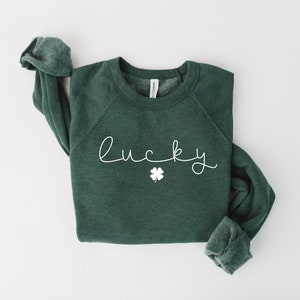 Lucky Sweatshirt, Clover Sweatshirt,  St Patricks Day Sweatshirt, Saint Patrick's Pullover, Lucky Sweater, Clovers, Simple Holiday Sweater,