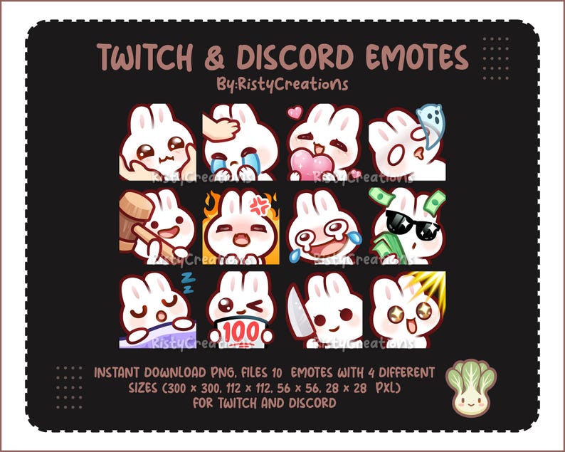 Wicked Rabbit Emotes Rabbit Emotes Pack #1 - 12 Emotes Ready to Use - Etsy