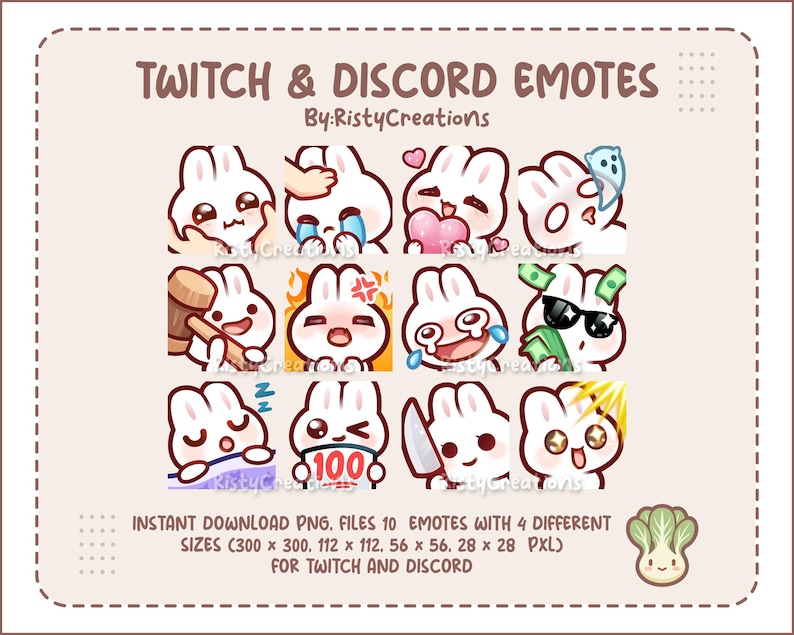 Wicked Rabbit Emotes Rabbit Emotes Pack #1 - 12 Emotes Ready to Use - Etsy