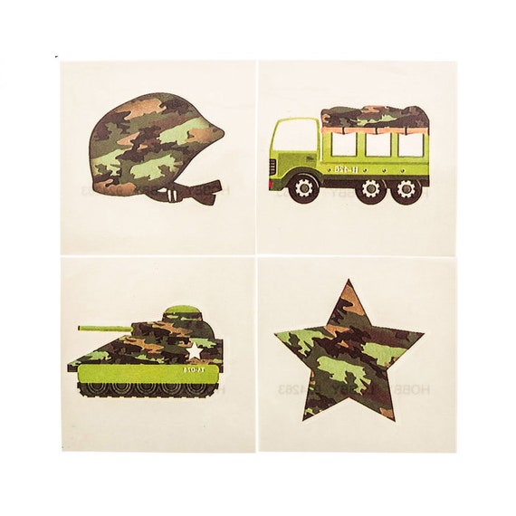 Camouflage Tattoos 24 Pack Camo Decor Camo Party Camo Etsy