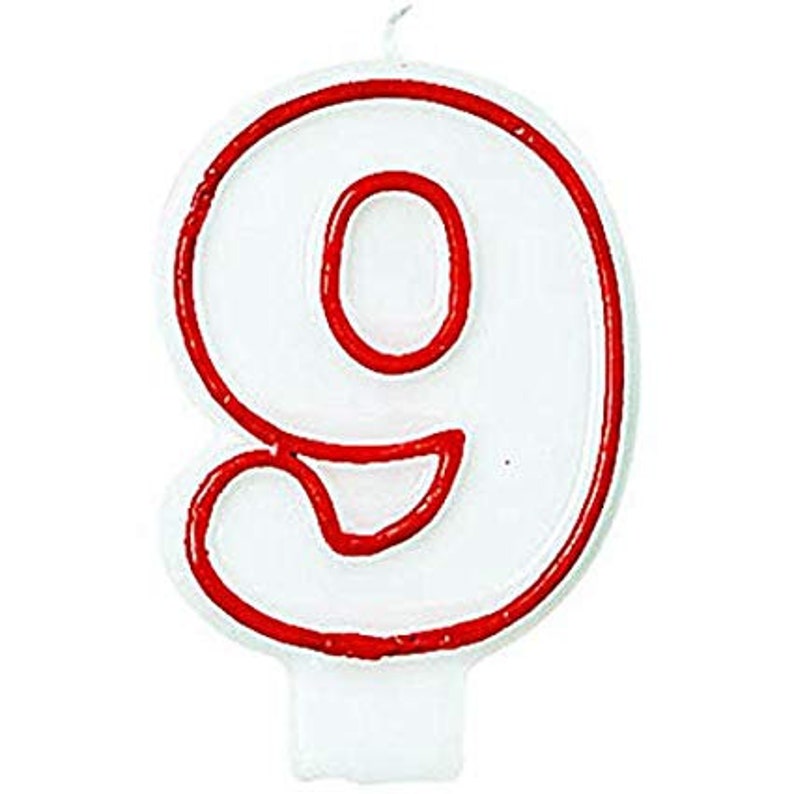 red number 9 birthday candle