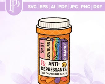 Bookish Antidepressant Sticker Design, Kindle Smut Book (Digital Download)