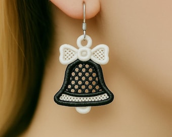 Pendientes FSL - Diseño de bordado a máquina - Pendientes de campana - Diseño FSL - 3 tamaños - Formato PES y otros formatos - Descarga inmediata