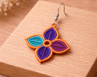 FSL刺繍イヤリング - 機械刺繍デザイン - カラフルなレースイヤリング - 自立型レース - Pesおよびその他の形式 - 即時ダウンロード