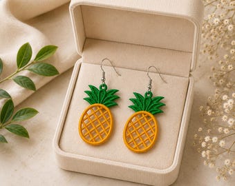 Brincos FSL, Design de Bordado à Máquina, Brincos de Renda de Abacaxi, Padrão de Joias de Renda de Frutas (Download Digital em 3 Tamanhos)
