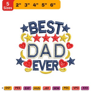 Best Dad Ever Embroidery Design, Machine Embroidery Design For Father&#39;s Day, Instant Download
