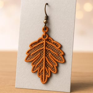 FSL Earrings - Machine Embroidery Design - Leaf Embroidery Earring - Instant Download - Pes And Other Format - 4x4 Hoop