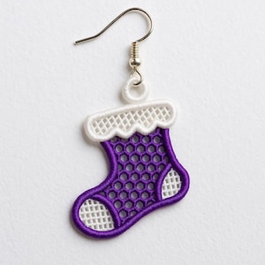 Pendientes FSL - Diseño de bordado a máquina - Pendientes de media - Adorno FSL - 3 tamaños - Pes y otros formatos - Descarga instantánea