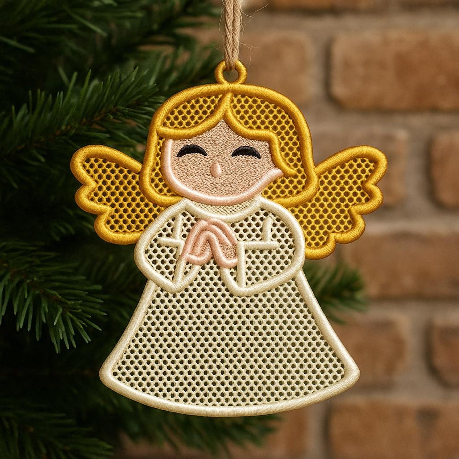FSL Angel Ornament - Machine Embroidery Design - Angel Lace Decoration ...