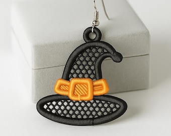Pendientes FSL - Diseño de bordado a máquina - Pendientes FSL para sombreros - Joyería de encaje bordado para sombreros - 3 tamaños - Formato PES y otros formatos - Descarga instantánea