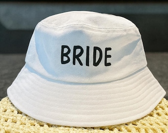 White Bride Bucket Hat: Bachelorette Party Bridal Accessory