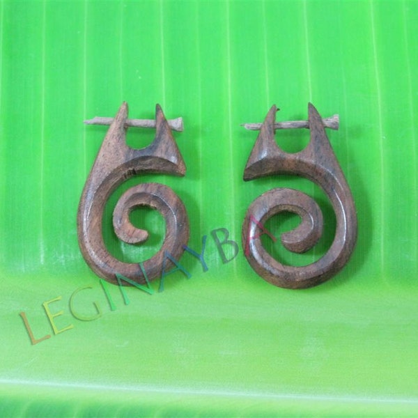 MINI VERSION wooden tribal earrings