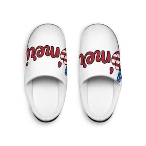 Cozy Patriotic Women&#39;s Indoor Slippers, USA Theme, Comfortable Home Wear, Gifts for Her, Relaxation Essentials