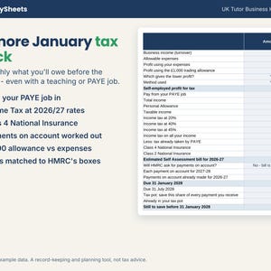 Tax estimate for a tutor with a PAYE job, with Income Tax, Class 4 National Insurance and payments on account