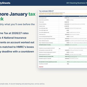 Tax estimate tab showing Income Tax, Class 4 National Insurance and payments on account at 2026/27 rates