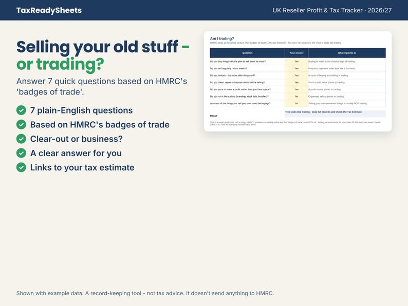 Am I trading check based on HMRC badges of trade for online sellers