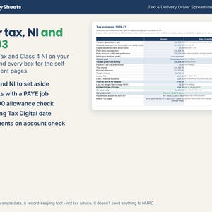 Tax and National Insurance estimate for a self-employed driver
