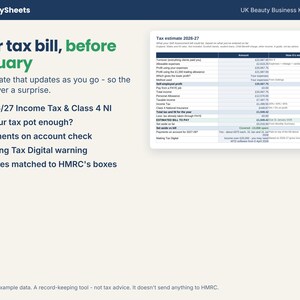 Tax estimate for a self-employed beautician with income tax, NI and payments on account