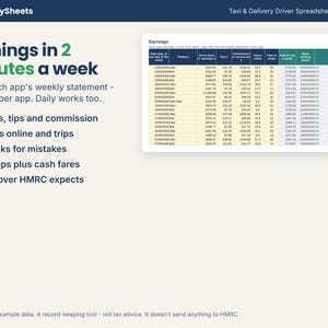 Earnings tab logging each app's gross fares, tips, commission, hours and trips